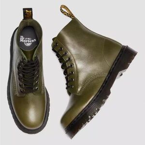 Dr. Martens 1460 Pascal BEX Leather Boots Olive Green Women’s Size 10 Mens 9